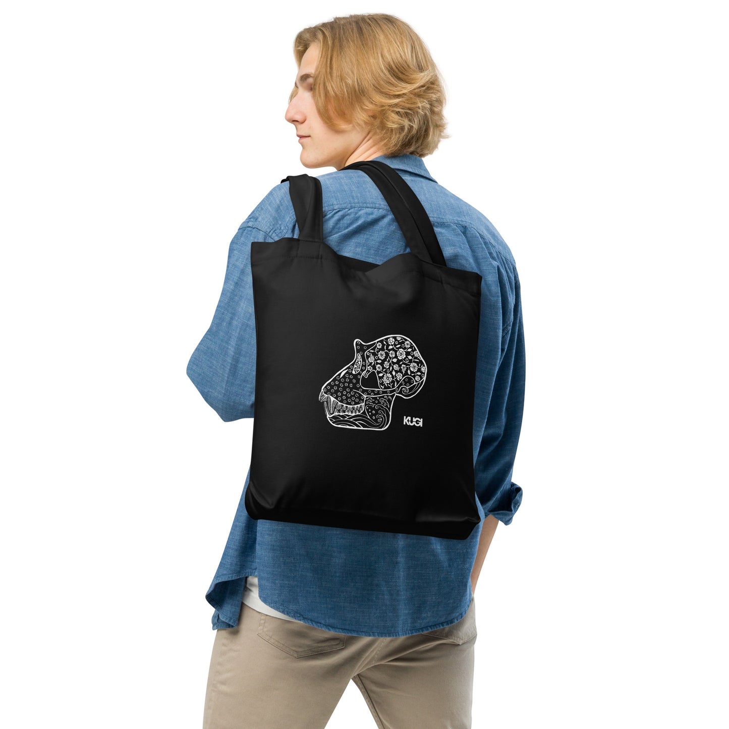 Bone Monkey Tote Bag - Black